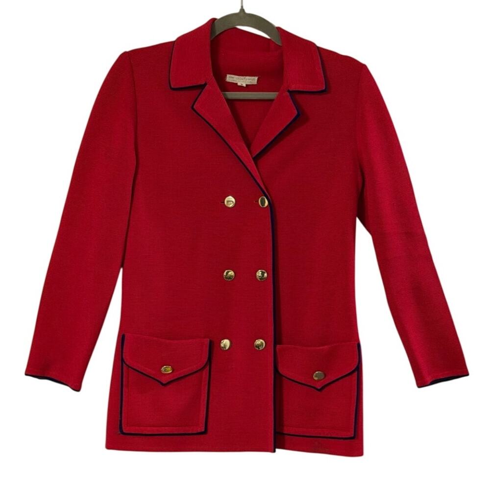 Vintage 100% Zephyr Wool Red Blazer Jacket Size 8